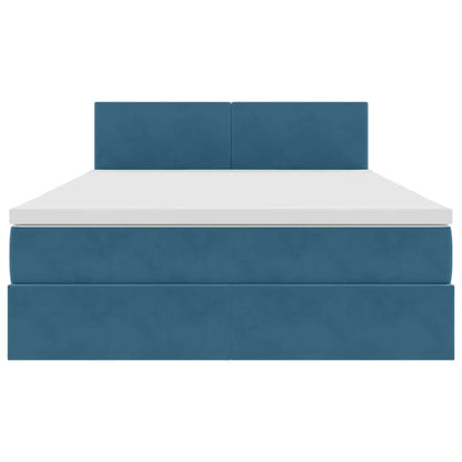Letto con Contenitore Blu Scuro 140 x 200 cm Velluto