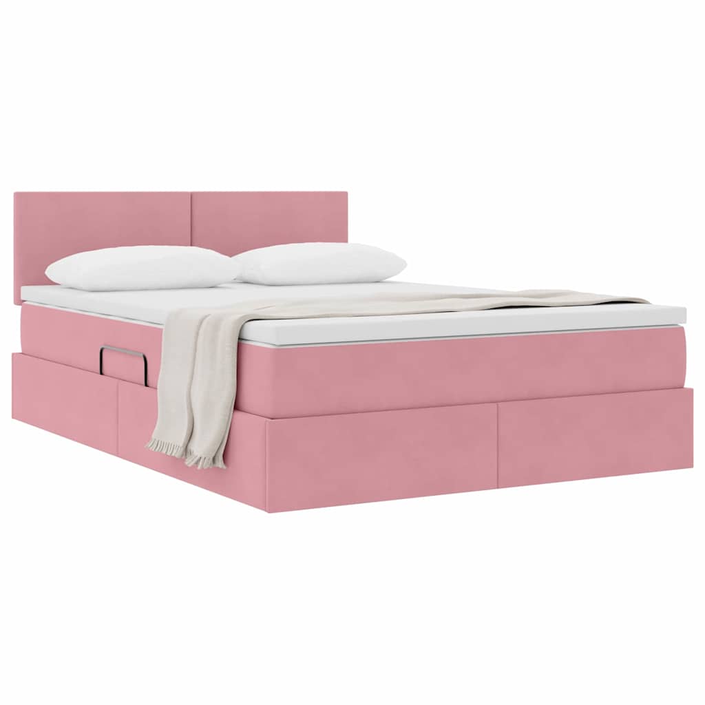Letto con Contenitore con materasso Rosa 140 x 200 cm Velluto | homemem39