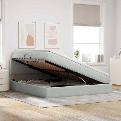 Letto con Contenitore Grigio chiaro 160 x 200 cm Velluto | homemem39