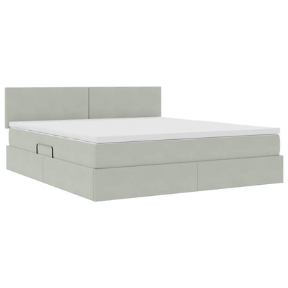 Letto con Contenitore Grigio chiaro 160 x 200 cm Velluto | homemem39