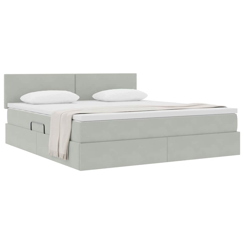Letto con Contenitore Grigio chiaro 160 x 200 cm Velluto | homemem39