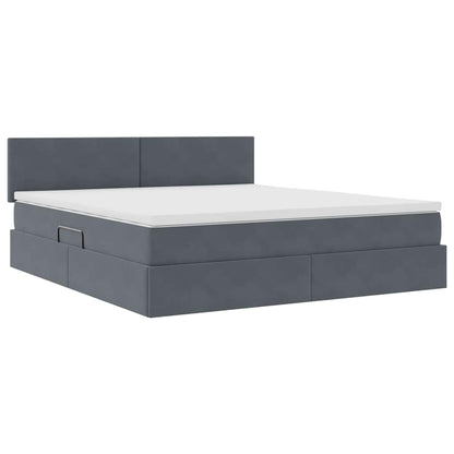 Letto con Contenitore Grigio scuro 160 x 200 cm Velluto | homemem39