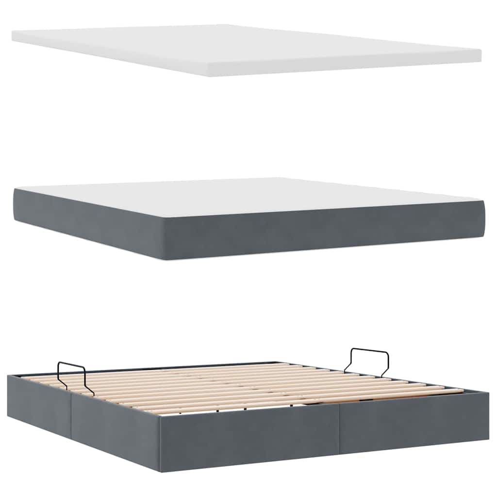 Letto con Contenitore Grigio scuro 160 x 200 cm Velluto | homemem39