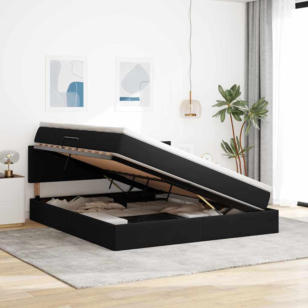 Letto con Contenitore con materasso Nero 160 x 200 cm Velluto | homemem39