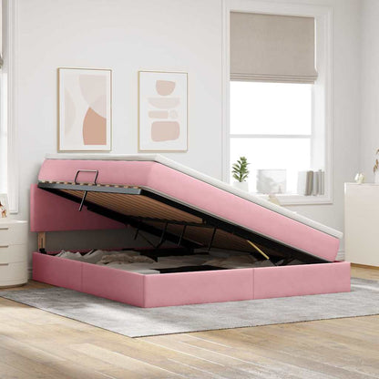Letto con Contenitore con materasso Rosa 160 x 200 cm Velluto | homemem39