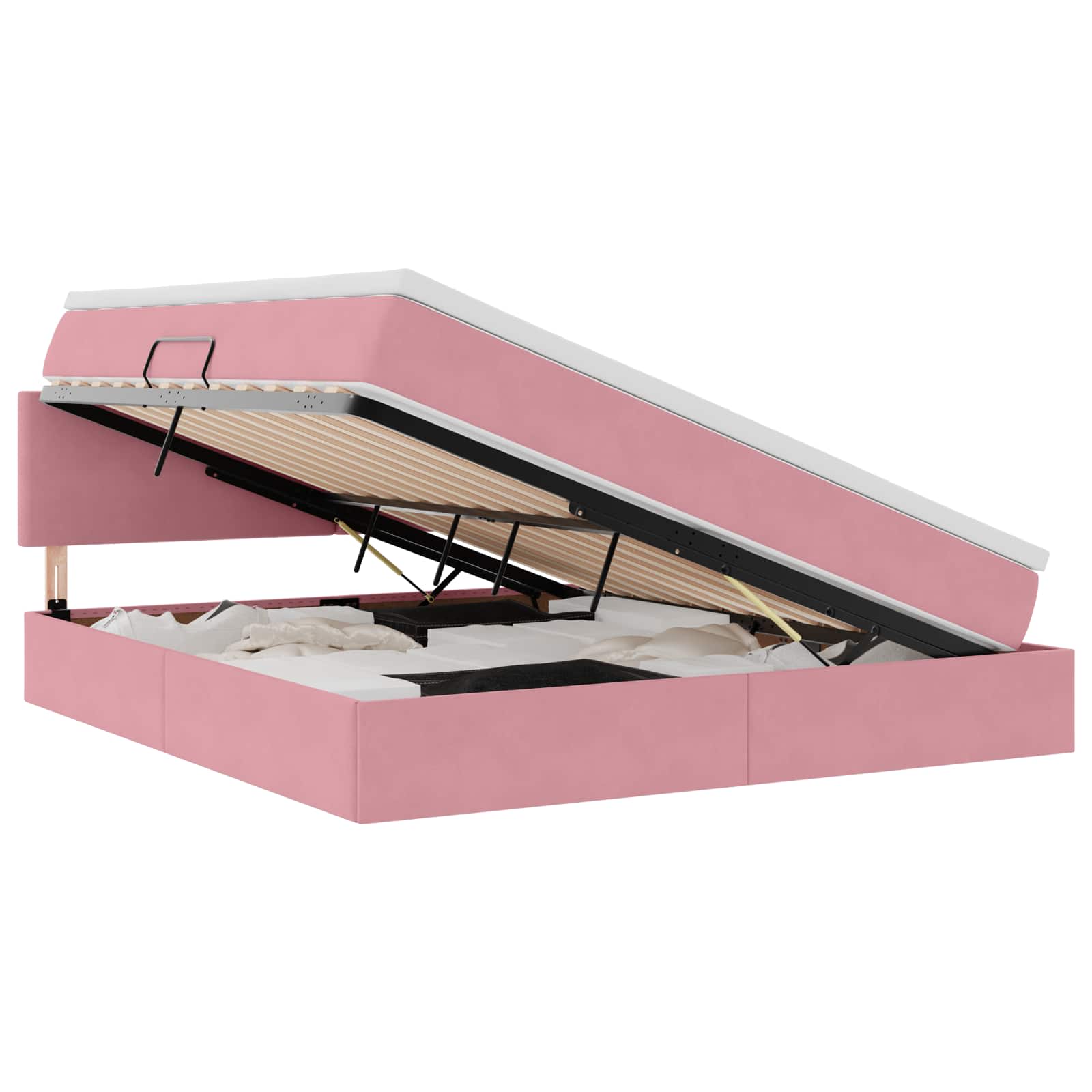Letto con Contenitore con materasso Rosa 160 x 200 cm Velluto | homemem39