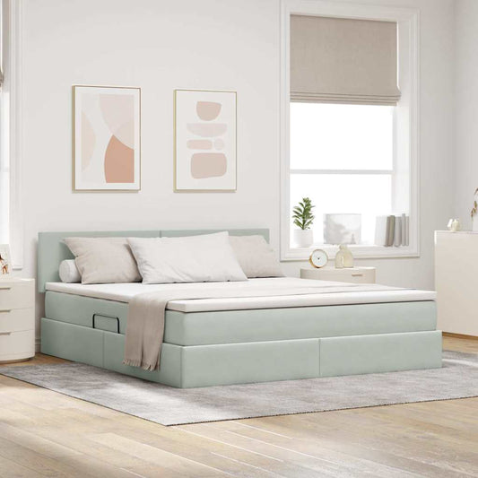 Letto con Contenitore Grigio chiaro 180 x 200 cm Velluto | homemem39