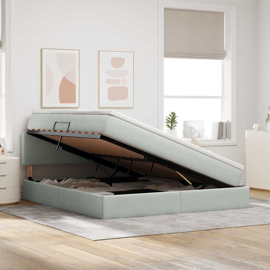 Letto con Contenitore Grigio chiaro 180 x 200 cm Velluto | homemem39