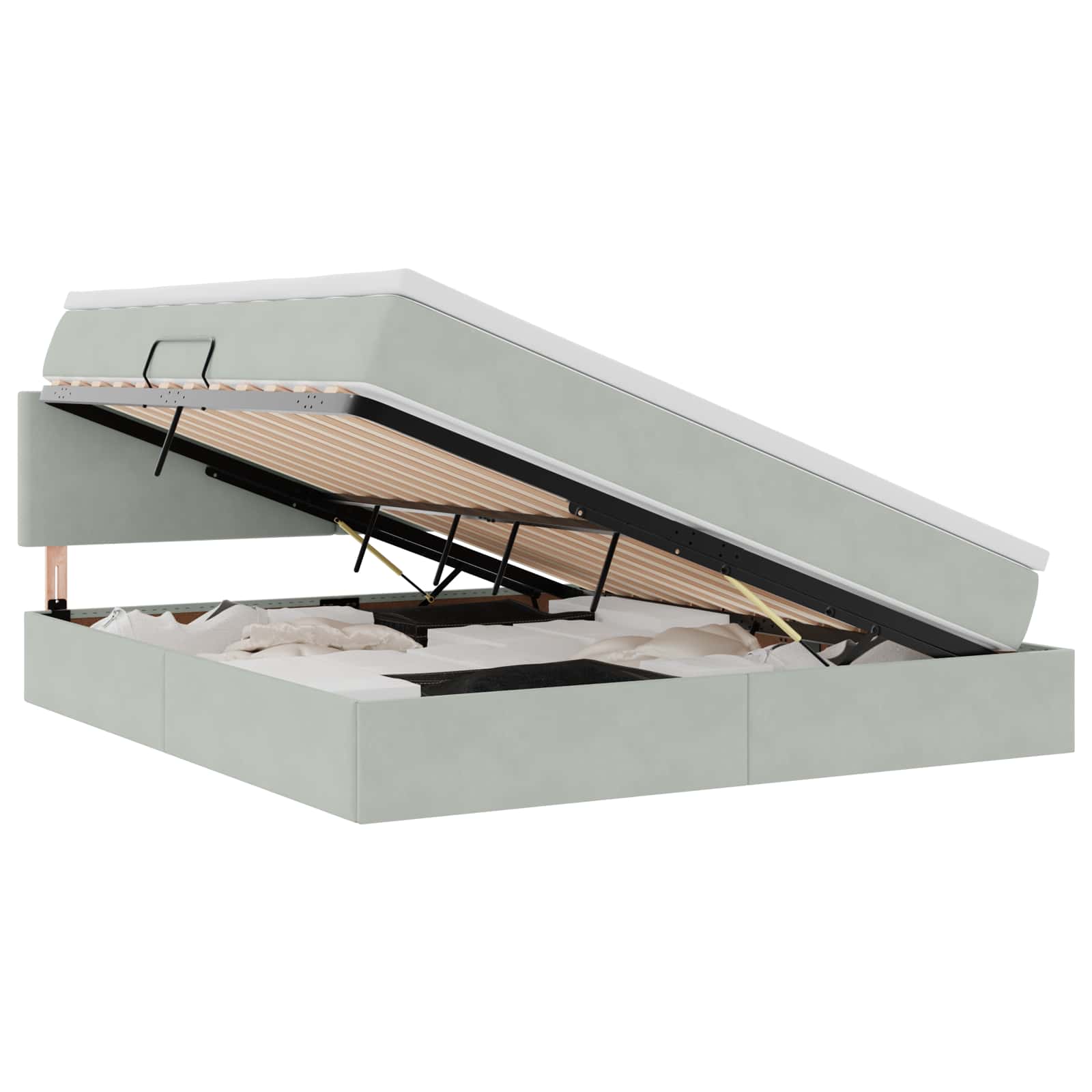 Letto con Contenitore Grigio chiaro 180 x 200 cm Velluto | homemem39