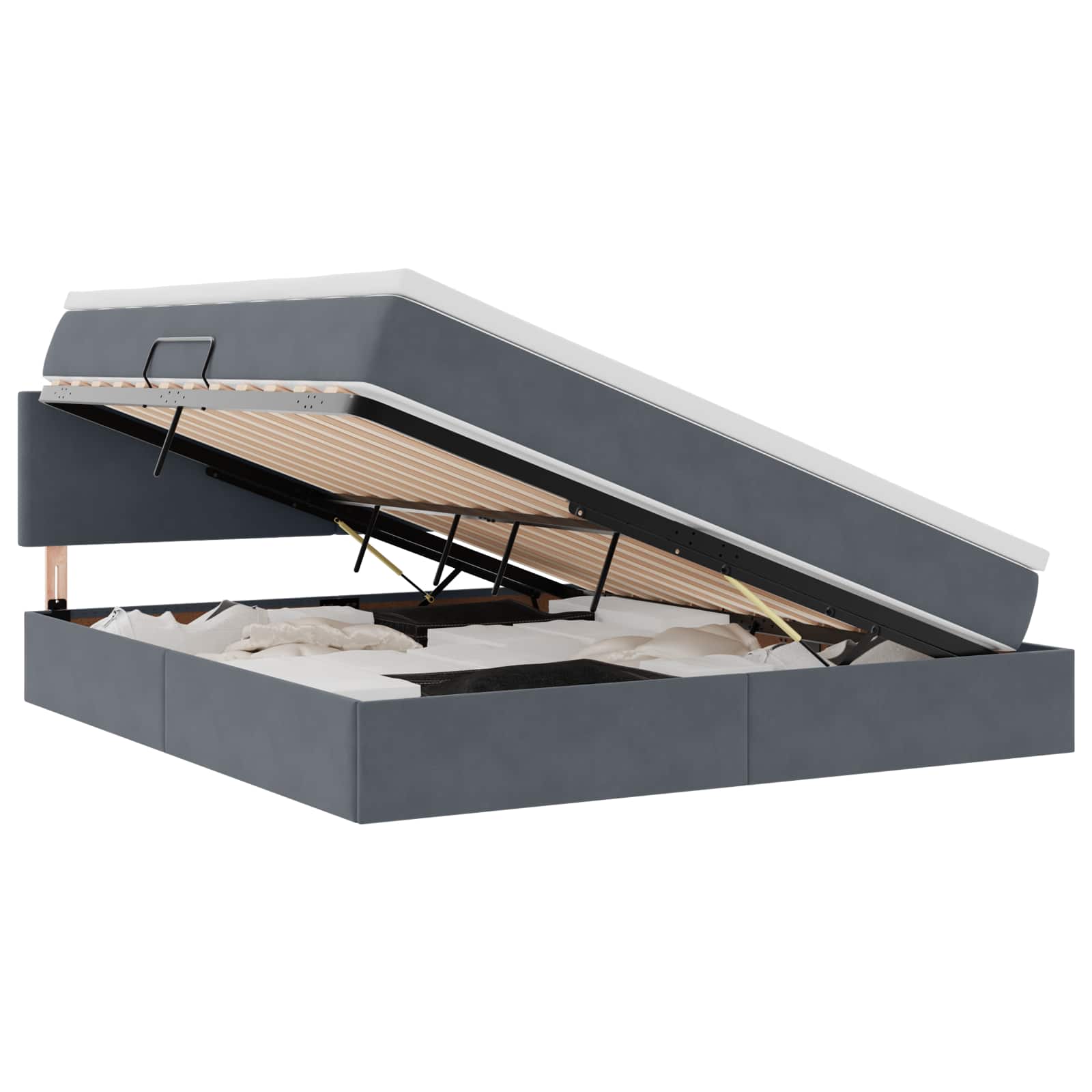 Letto con Contenitore Grigio scuro 180 x 200 cm Velluto | homemem39
