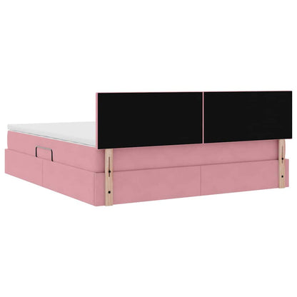 Letto con Contenitore con materasso Rosa 180 x 200 cm Velluto