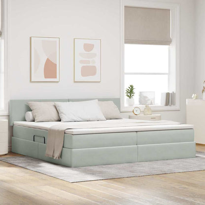 Letto con Contenitore Grigio chiaro 200 x 200 cm Velluto | homemem39
