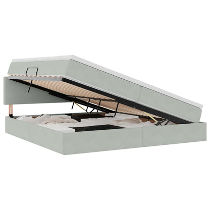 Letto con Contenitore Grigio chiaro 200 x 200 cm Velluto | homemem39