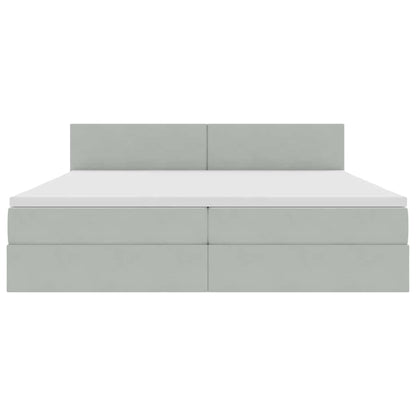 Letto con Contenitore Grigio chiaro 200 x 200 cm Velluto | homemem39