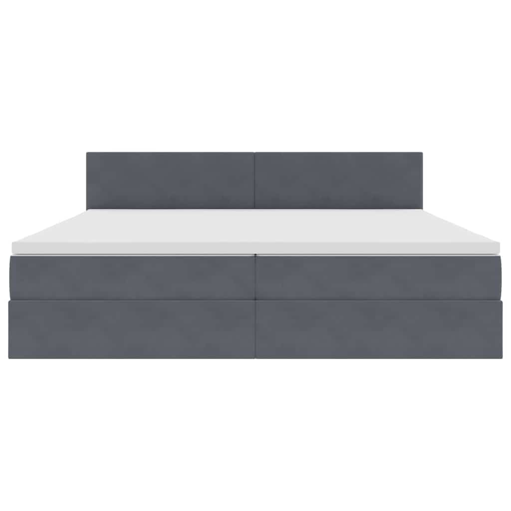 Letto con Contenitore Grigio scuro 200 x 200 cm Velluto | homemem39