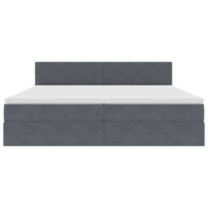 Letto con Contenitore Grigio scuro 200 x 200 cm Velluto | homemem39