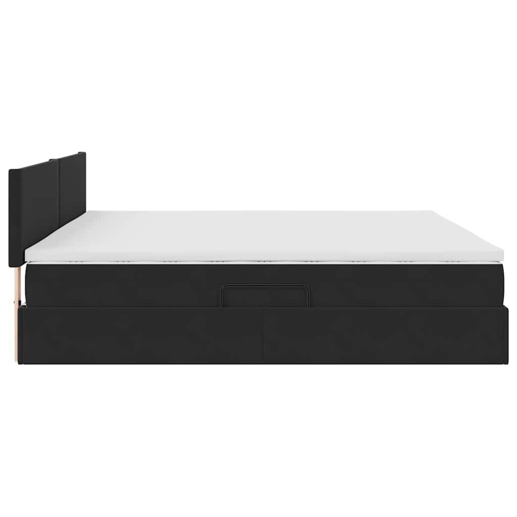Letto con Contenitore con materasso Nero 200 x 200 cm Velluto | homemem39