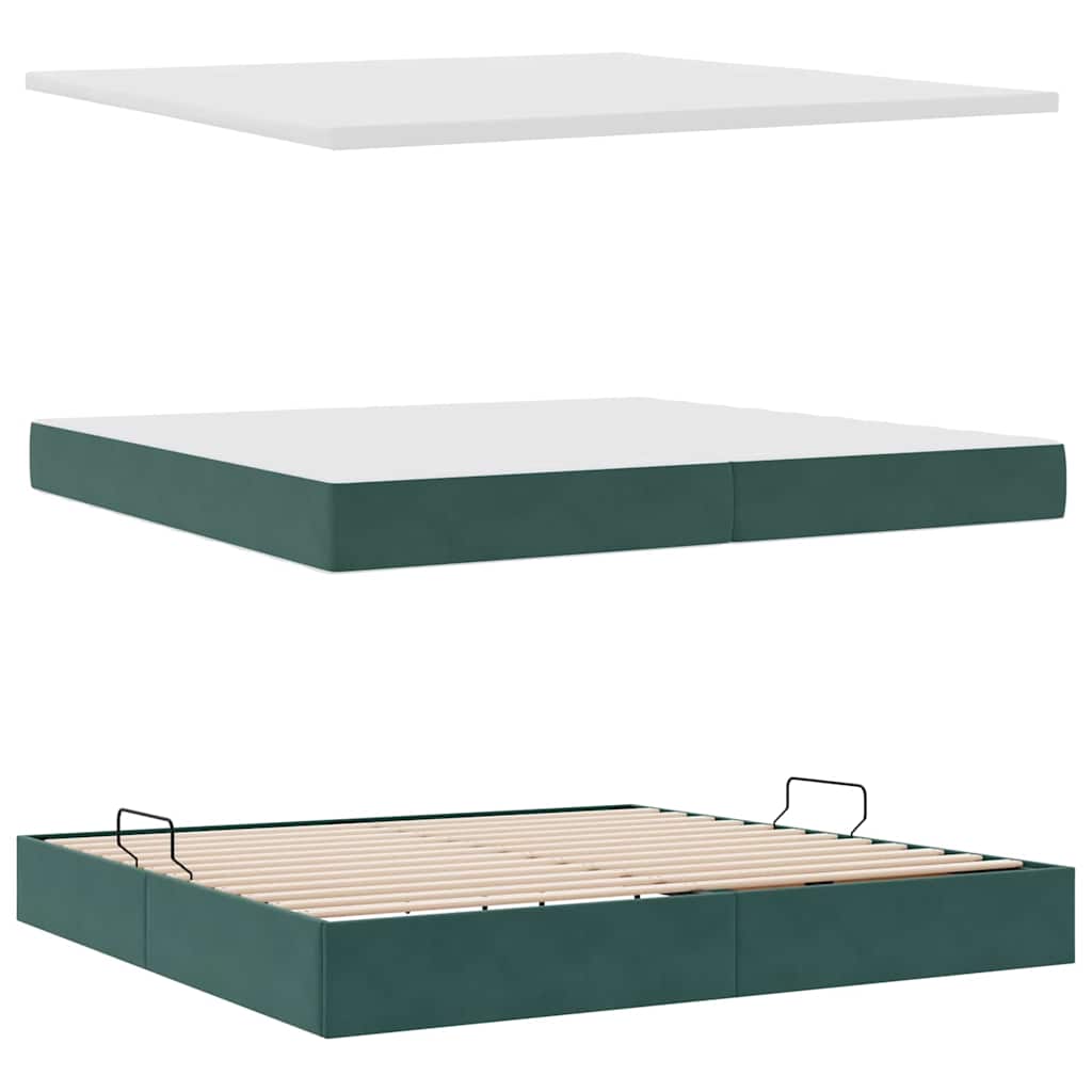 Letto con Contenitore Verde Scuro 200 x 200 cm Velluto | homemem39
