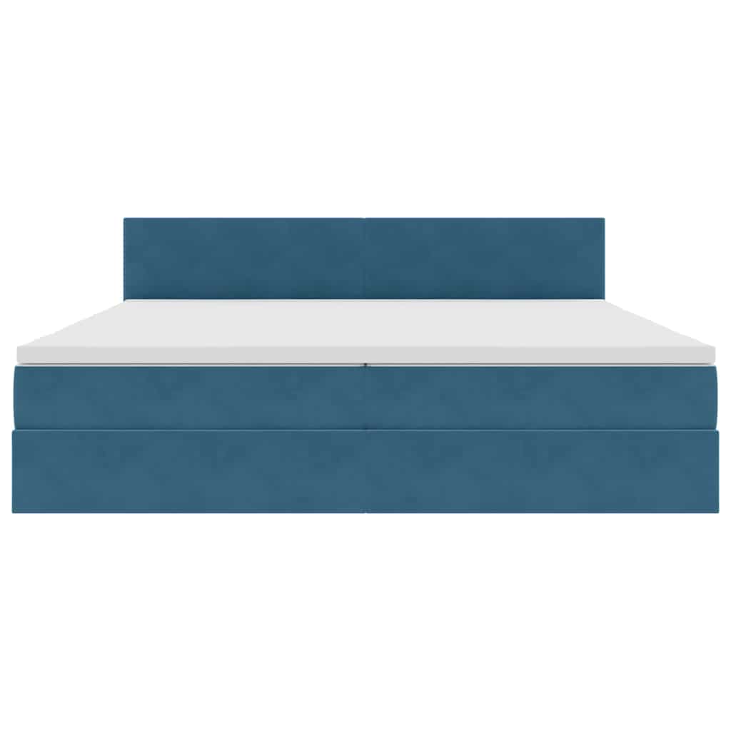 Letto con Contenitore Blu Scuro 200 x 200 cm Velluto