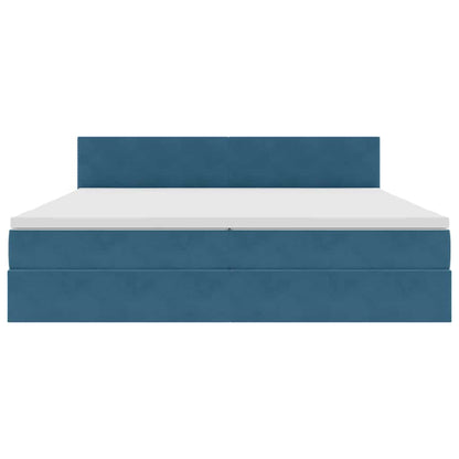 Letto con Contenitore Blu Scuro 200 x 200 cm Velluto