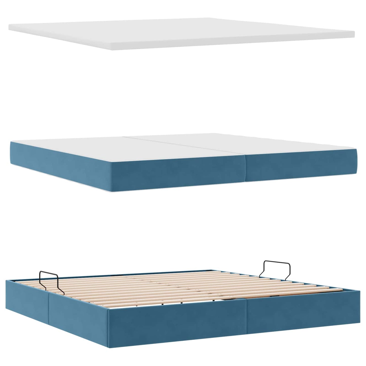 Letto con Contenitore Blu Scuro 200 x 200 cm Velluto | homemem39