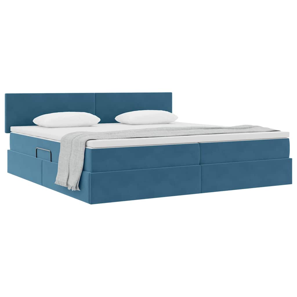 Letto con Contenitore Blu Scuro 200 x 200 cm Velluto | homemem39