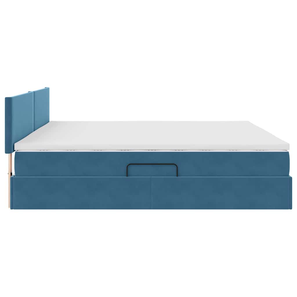 Letto con Contenitore Blu Scuro 200 x 200 cm Velluto