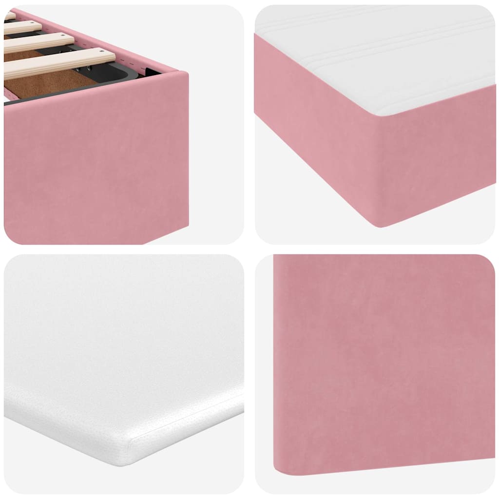 Letto con Contenitore con materasso Rosa 200 x 200 cm Velluto