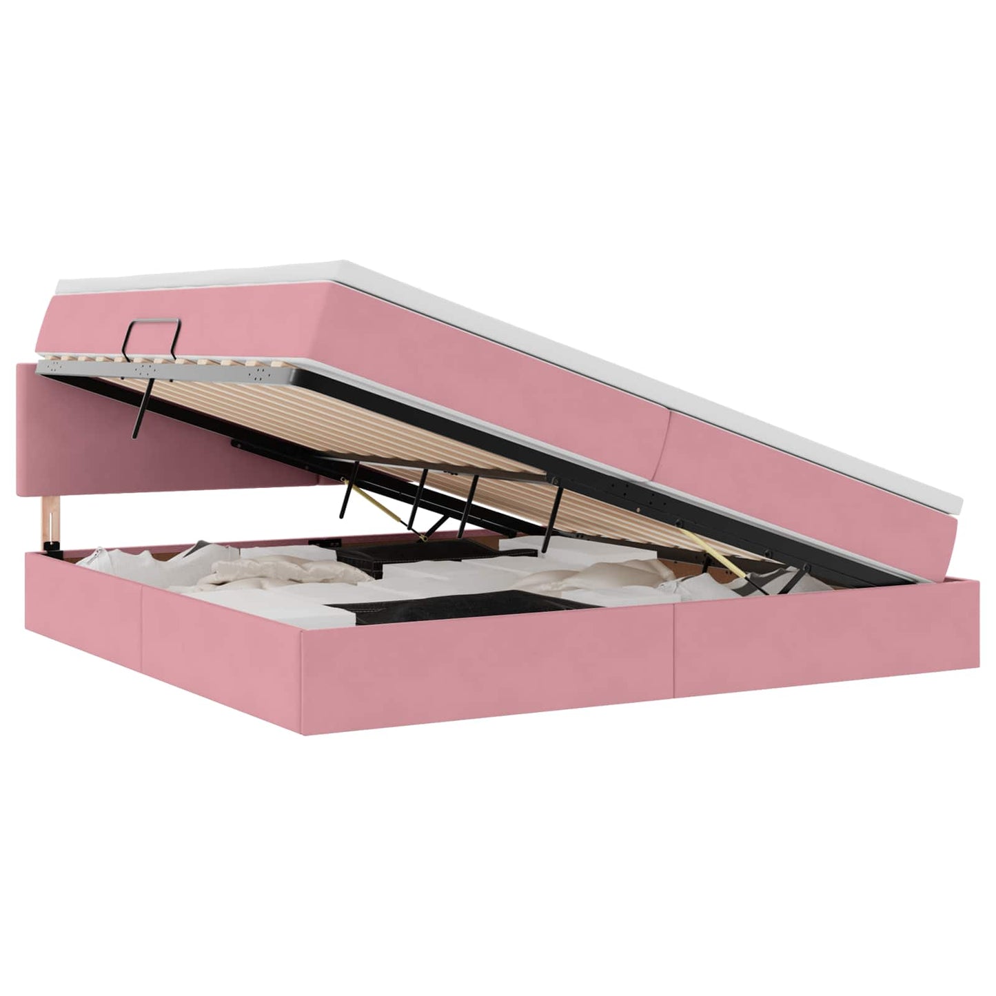 Letto con Contenitore con materasso Rosa 200 x 200 cm Velluto