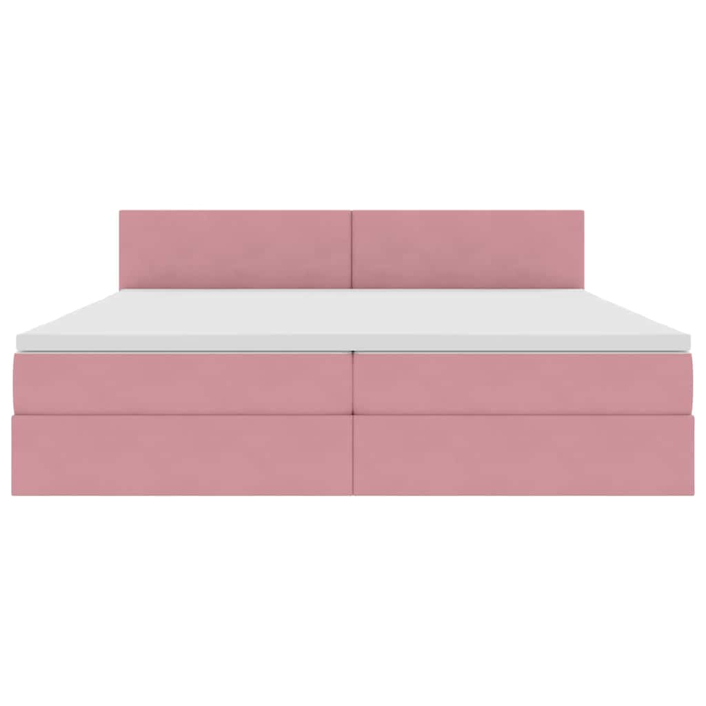 Letto con Contenitore con materasso Rosa 200 x 200 cm Velluto