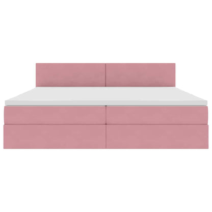 Letto con Contenitore con materasso Rosa 200 x 200 cm Velluto