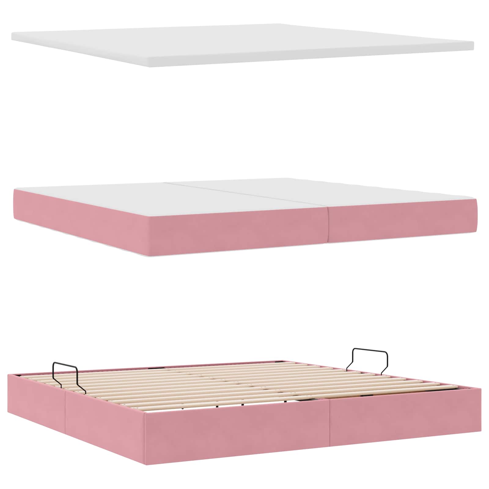 Letto con Contenitore con materasso Rosa 200 x 200 cm Velluto | homemem39