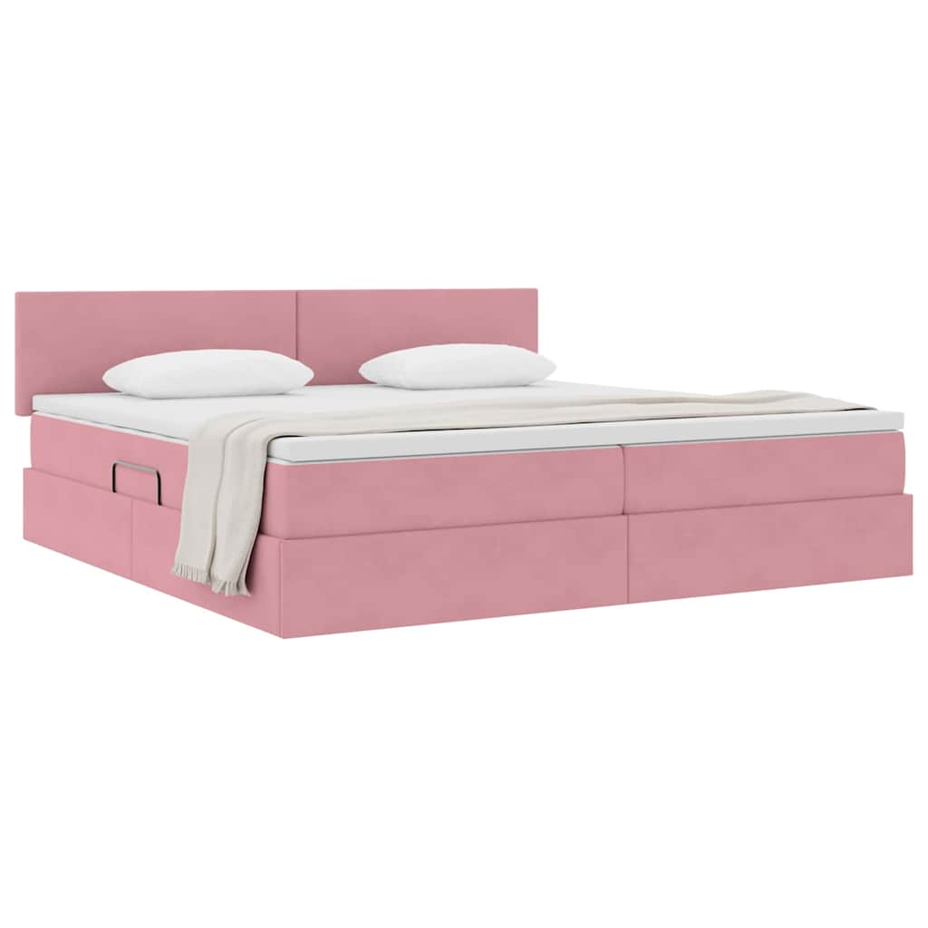 Letto con Contenitore con materasso Rosa 200 x 200 cm Velluto