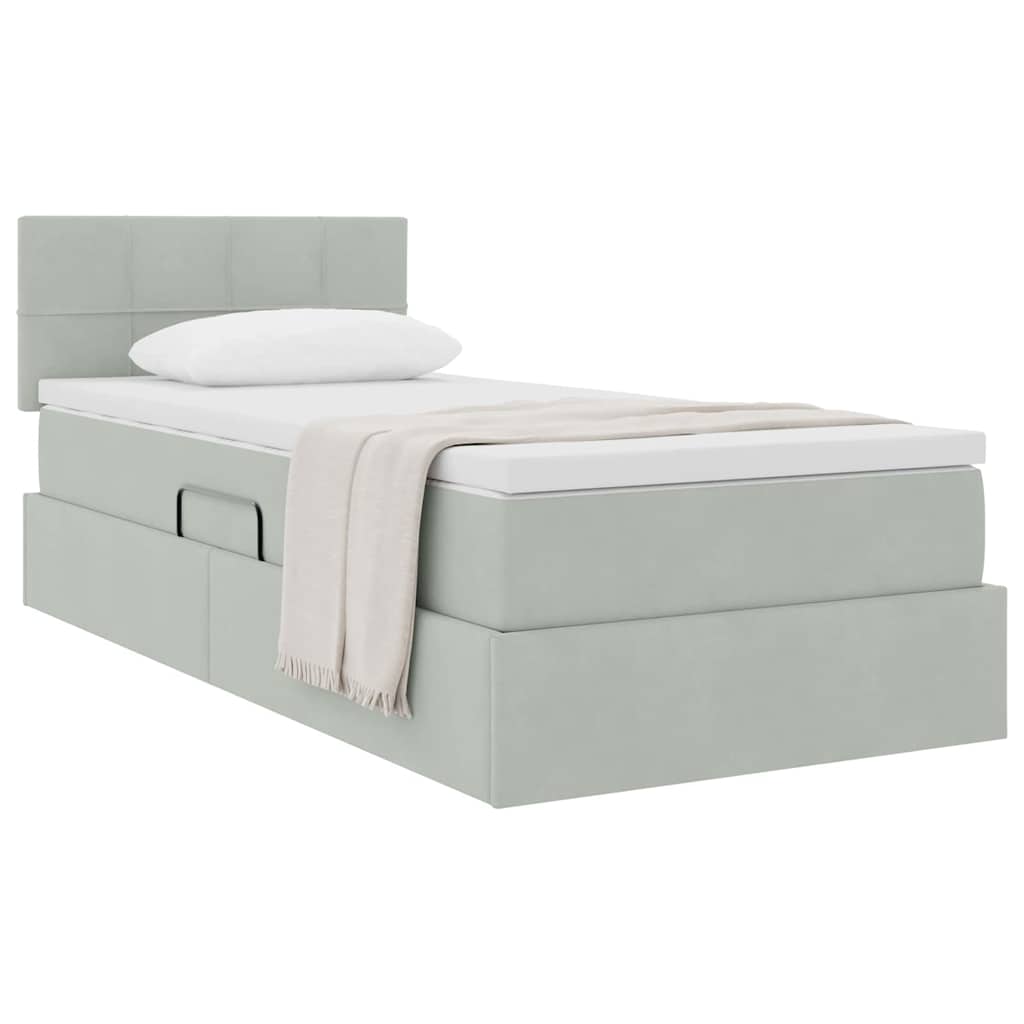 Letto con Contenitore Grigio chiaro 90 x 190 cm Velluto | homemem39