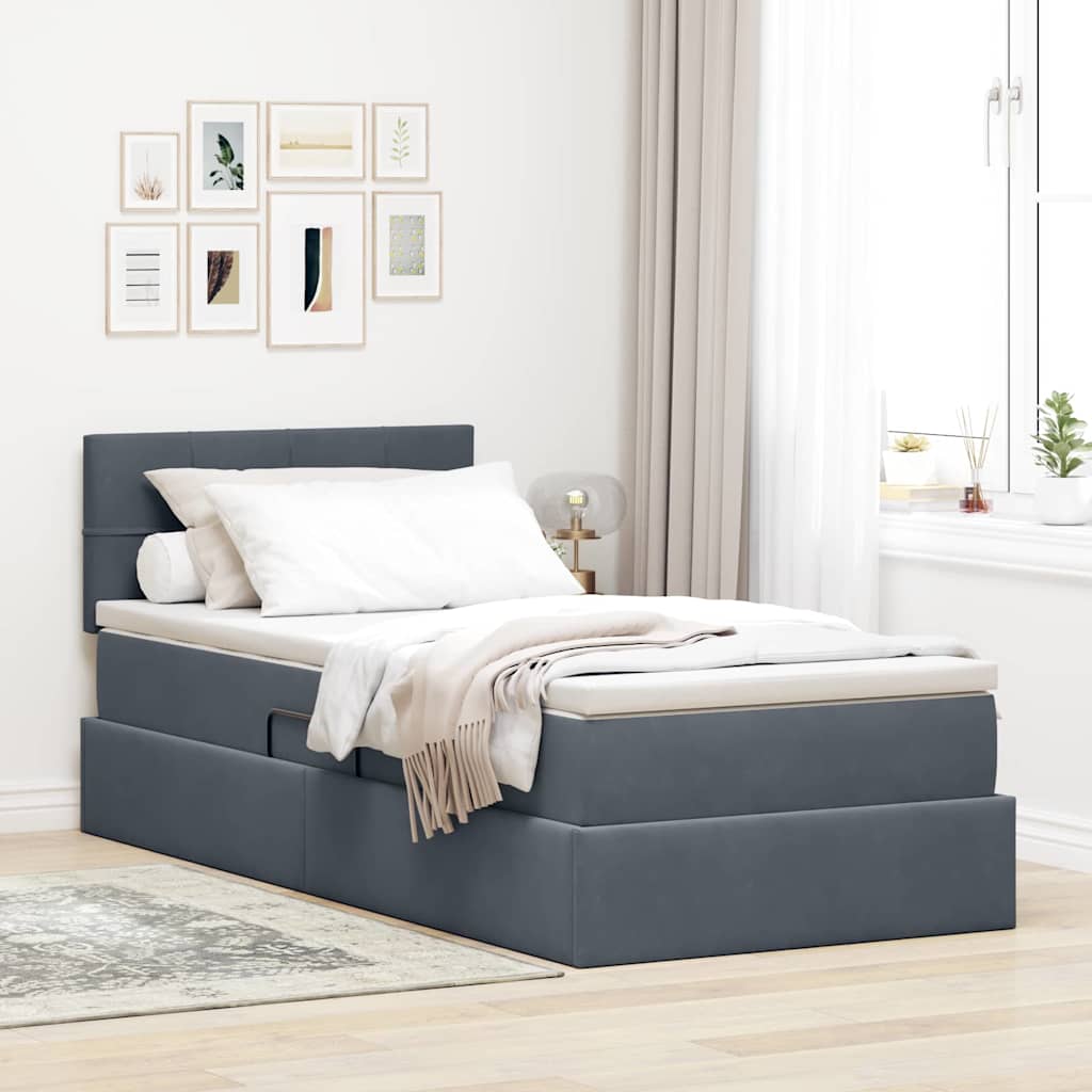 Letto con Contenitore Grigio scuro 90 x 190 cm Velluto | homemem39