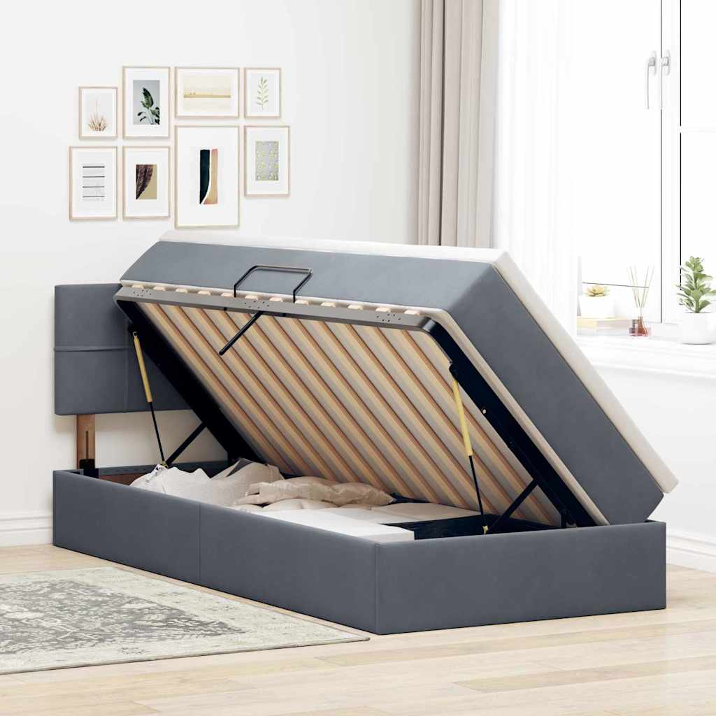Letto con Contenitore Grigio scuro 90 x 190 cm Velluto | homemem39