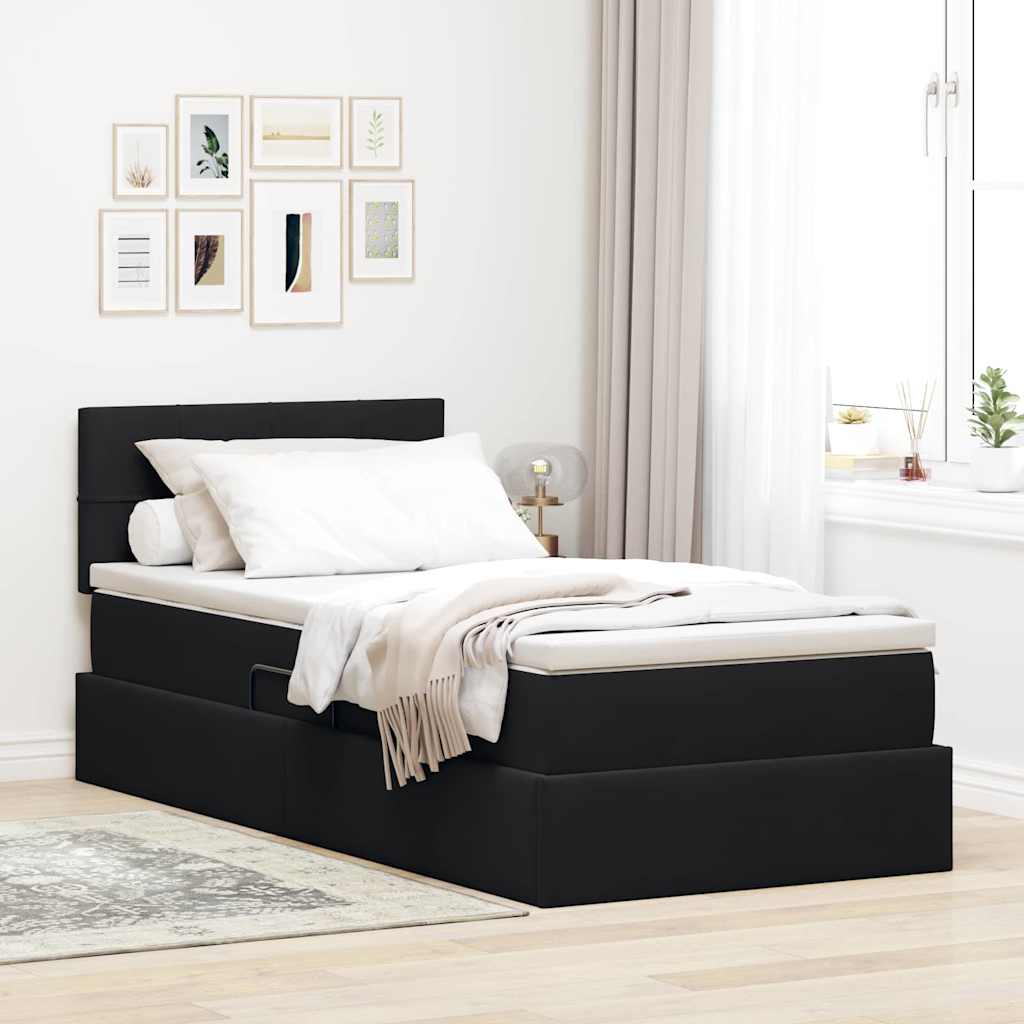 Letto con Contenitore con materasso Nero 90 x 190 cm Velluto