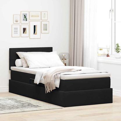 Letto con Contenitore con materasso Nero 90 x 190 cm Velluto
