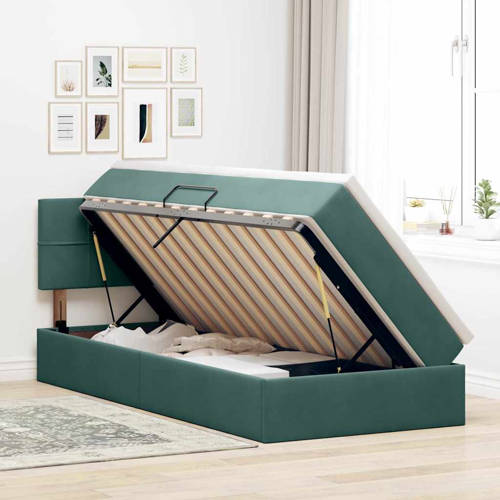 Letto con Contenitore Verde Scuro 90 x 190 cm Velluto | homemem39