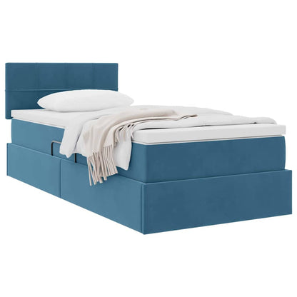 Letto con Contenitore Blu Scuro 90 x 190 cm Velluto