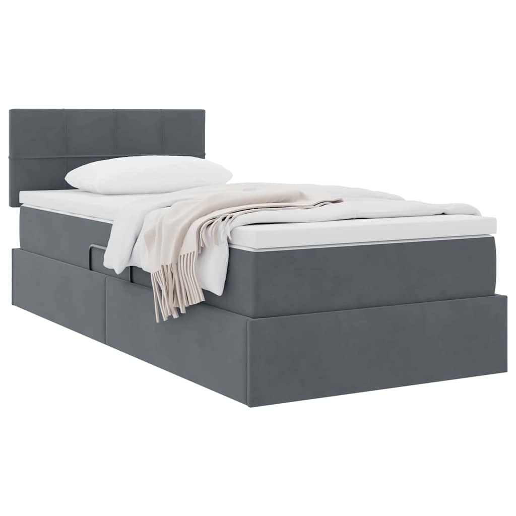 Letto con Contenitore Grigio scuro 90 x 200 cm Velluto | homemem39