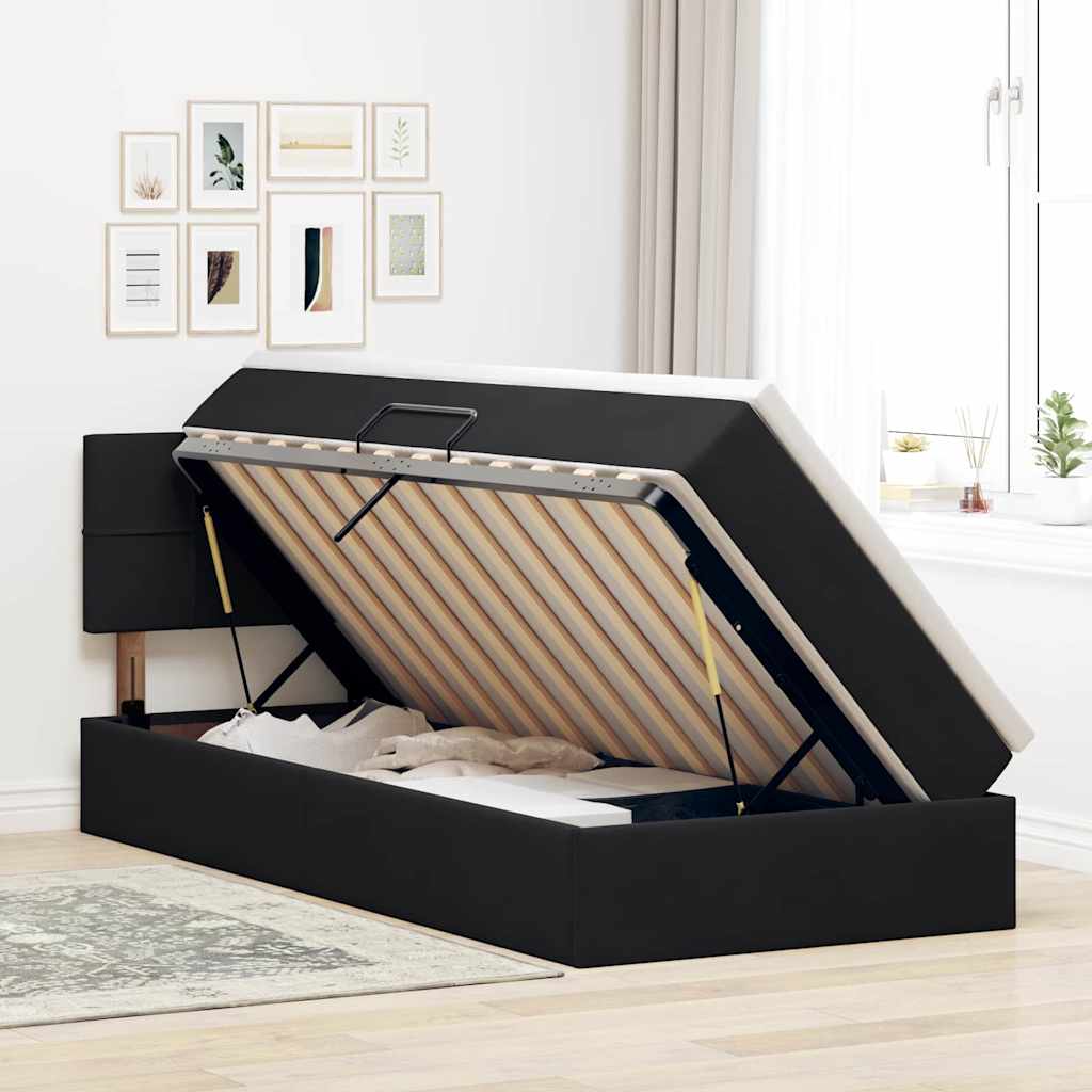 Letto con Contenitore con materasso Nero 90 x 200 cm Velluto | homemem39