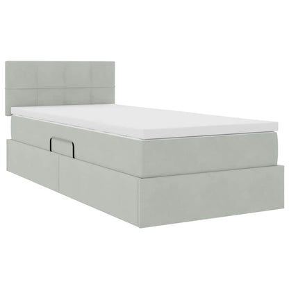 Letto con Contenitore Grigio chiaro 100 x 200 cm Velluto | homemem39
