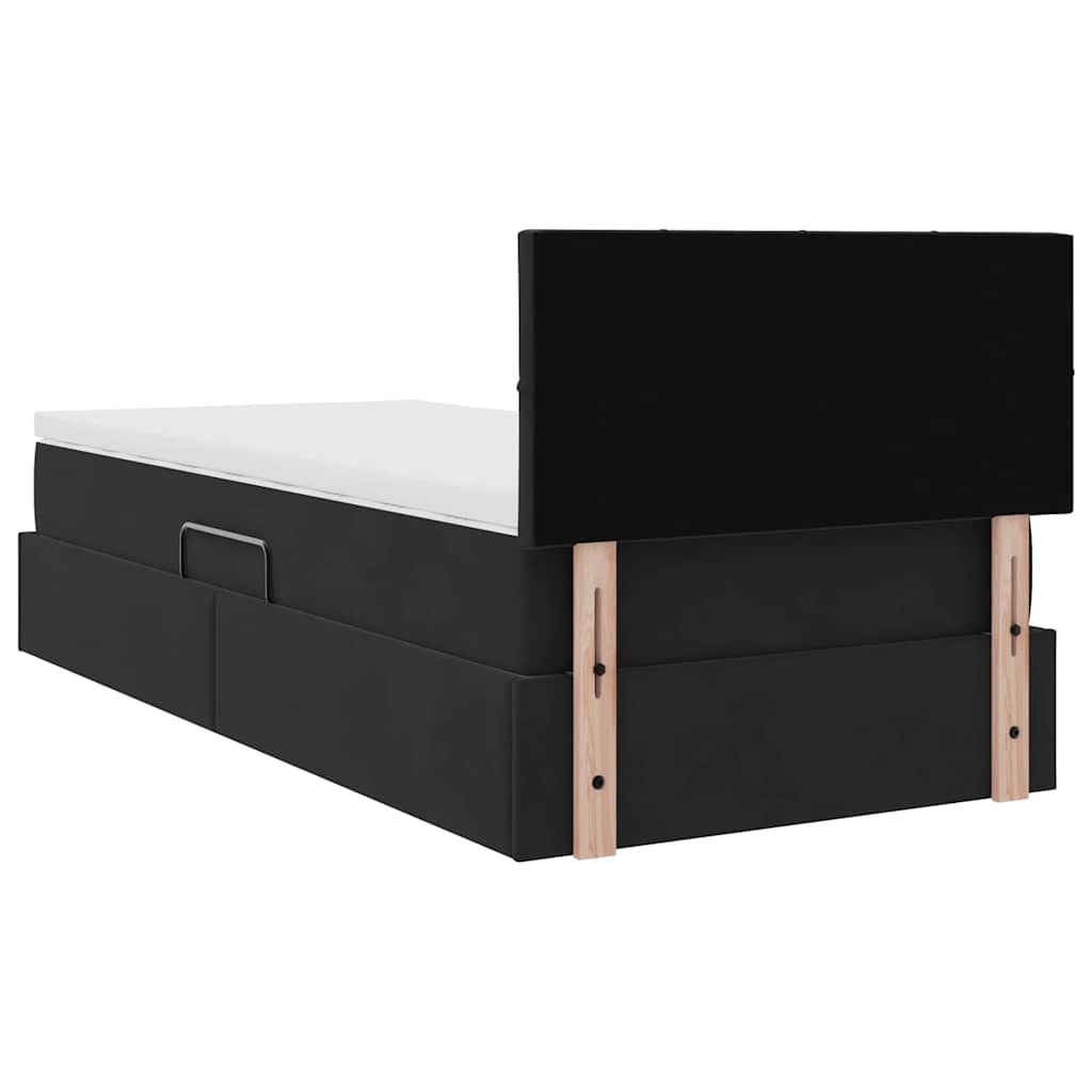 Letto con Contenitore con materasso Nero 100 x 200 cm Velluto