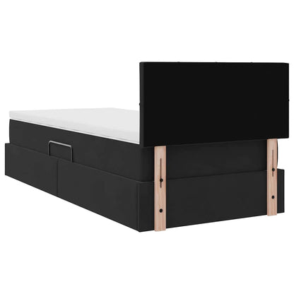 Letto con Contenitore con materasso Nero 100 x 200 cm Velluto