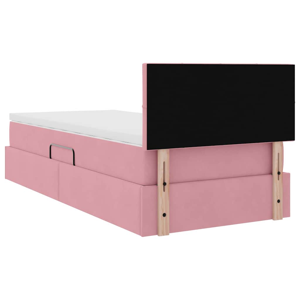 Letto con Contenitore con materasso Rosa 100 x 200 cm Velluto