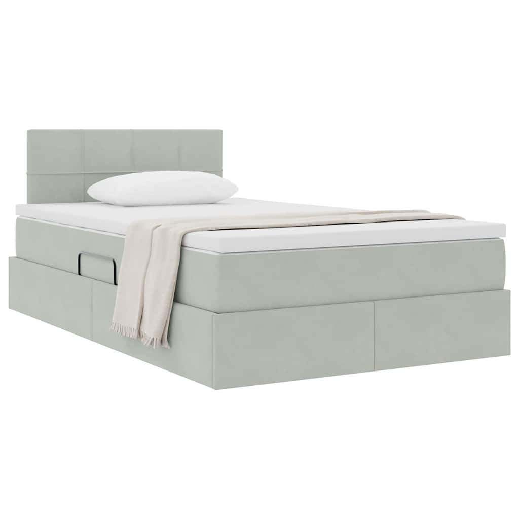 Letto con Contenitore Grigio chiaro 120 x 190 cm Velluto