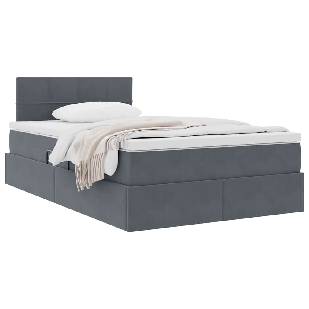 Letto con Contenitore Grigio scuro 120 x 190 cm Velluto