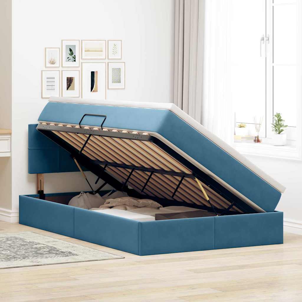 Letto con Contenitore Blu Scuro 120 x 200 cm Velluto