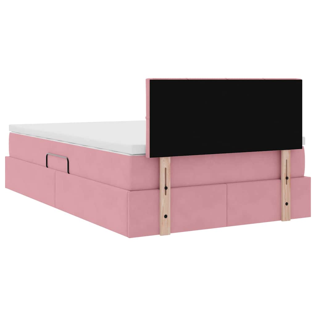 Letto con Contenitore con materasso Rosa 120 x 200 cm Velluto